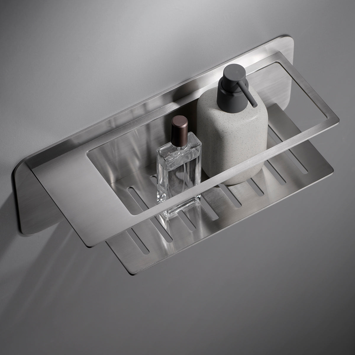 Brushed Nickel Soap Dish with Tempered Glass Tray, view 3