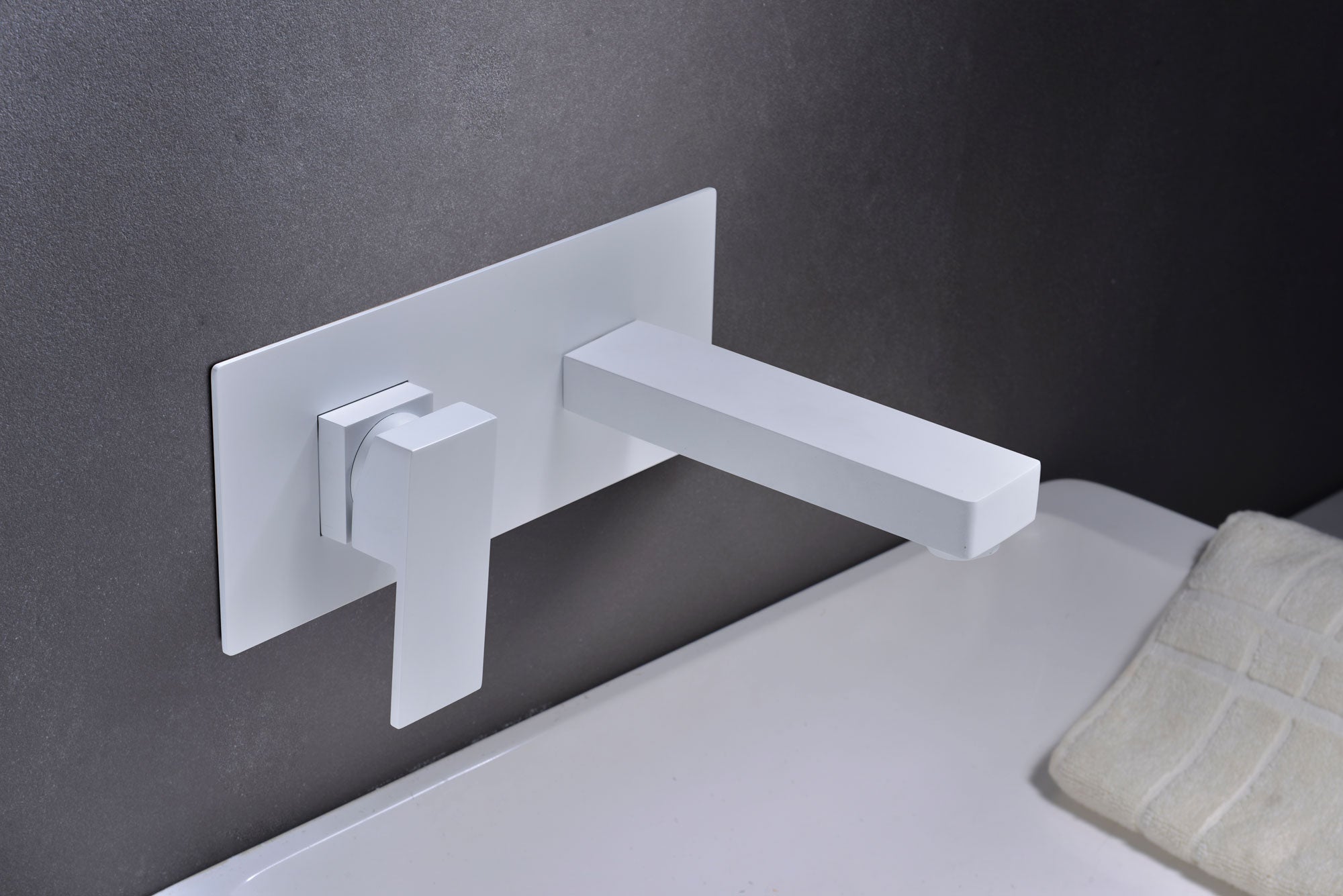 Matte White Built-in Sink Mixer Single Lever Faucet, view 3