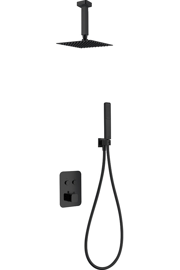 Matte Black Thermostatic Built-In Shower Set, view 2