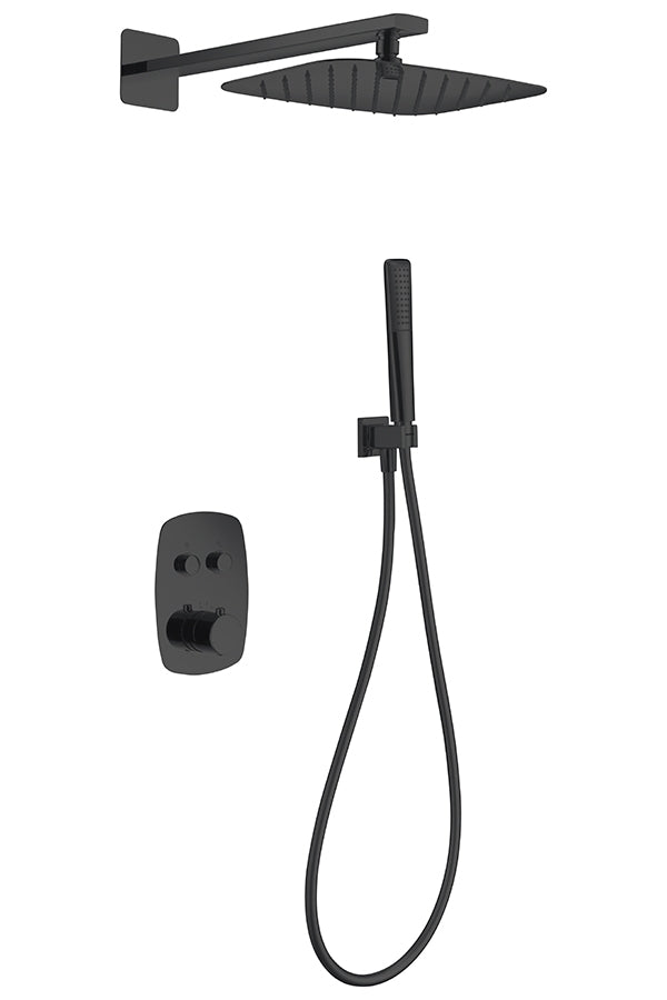 Matte Black Thermostatic Shower Set Built-in, view 2