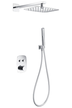 Thermostatic Chrome Shower Set Built-in Wall Mount, view 2