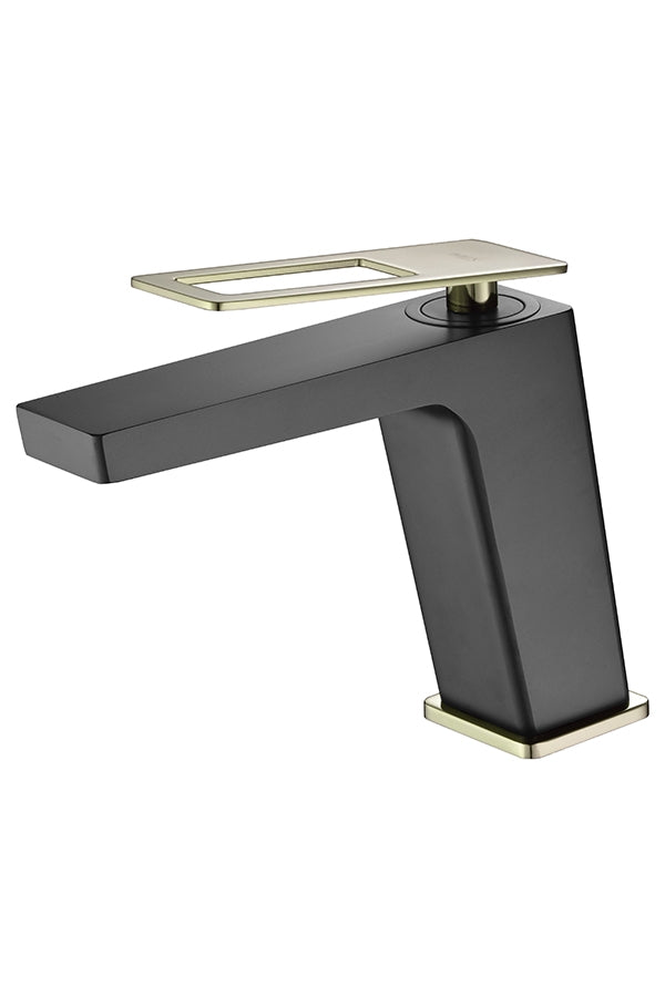 Black and Gold Single Lever Basin Faucet Modern Design, view 2