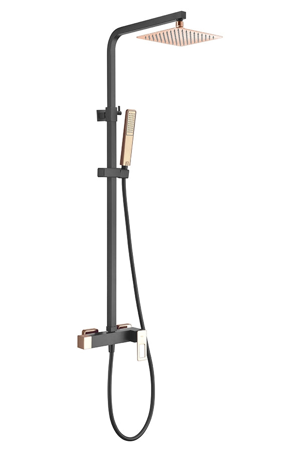 Black Rose Gold Single Handle Shower Set Modern Design, view 2