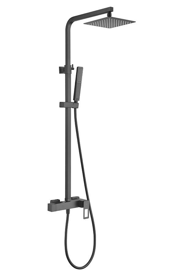 Matte Black Single Handle Shower Set Modern Design, view 2