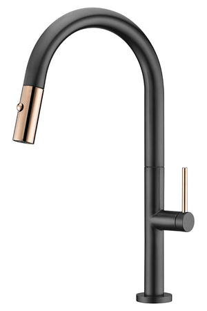 Black Rose Gold Kitchen Faucet Modern Design, view 7