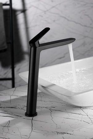 Matte Black Tall Sink Mixer Faucet Modern Design, view 3