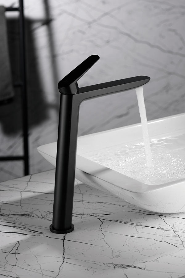 Matte Black Tall Sink Mixer Faucet Modern Design, view 3