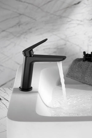 Matte Black Single Lever Basin Mixer Faucet, view 3