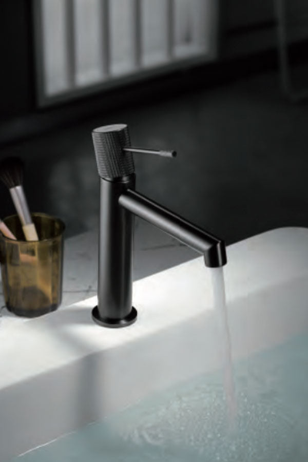 Matte Black Single Lever Washbasin Mixer Modern Design, view 3