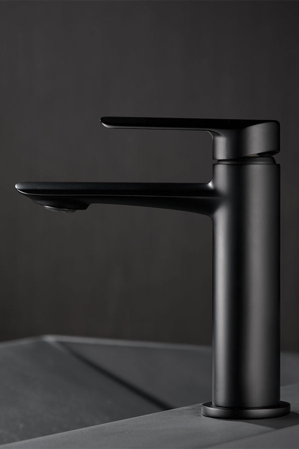 Matte Black Single-Lever Bathroom Faucet Modern Design, view 2