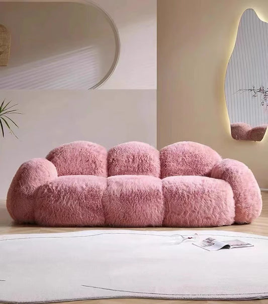 Moderno y lujoso sofá minimalista nórdico de color rosa con diseño de celebridades de Internet, muebles para sala de estar, sillón moderno de lujo.