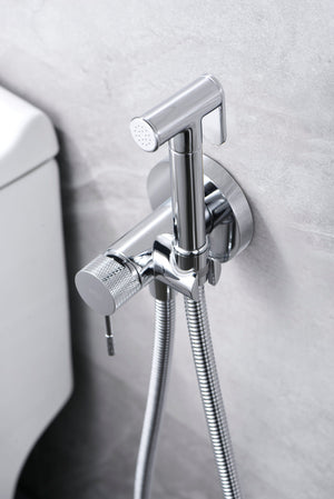 Chrome Built-in Bidet Faucet Modern Minimalist Design, detail view