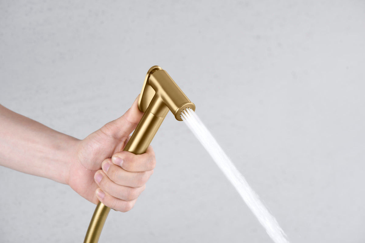 Brushed Gold Built-in Bidet Faucet Modern Line Series, handle detail