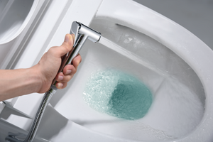 Chrome Built-in Bidet Faucet Modern Minimalist Design, handle detail