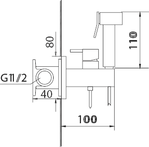 Gun Metal Built-In Bidet Faucet with Pop-Up Drain, view 4