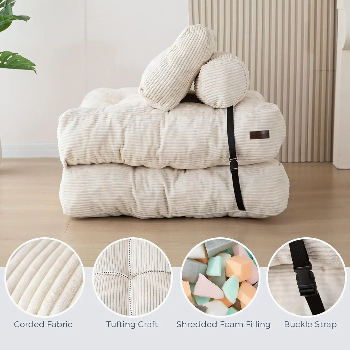 Sofá cama plegable, sillón cama convertible con almohada, colchón plegable, sillón cama plegable portátil, cómodo sofá de suelo.
