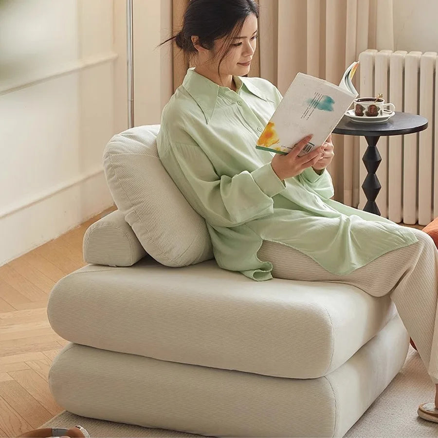 Sofá individual de tela, sofá cama de batata, tatami plegable de doble uso para sala de estar de tamaño pequeño, sofá perezoso de bloque de tofu