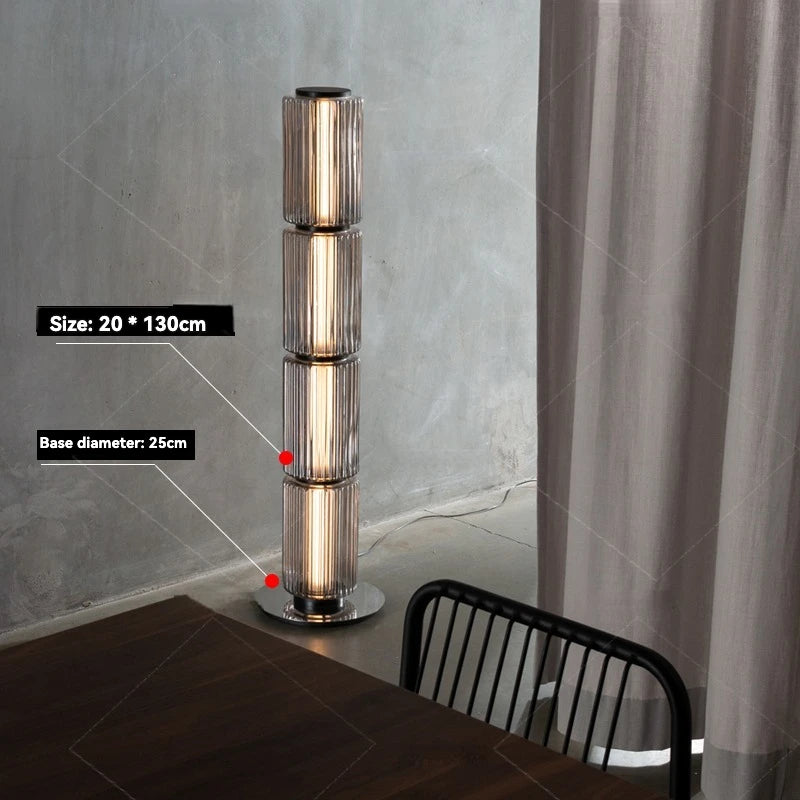 Lámpara de pie nórdica LED de cristal ahumado