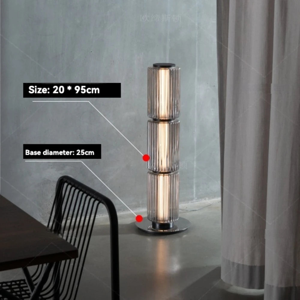 Lámpara de pie nórdica LED de cristal ahumado