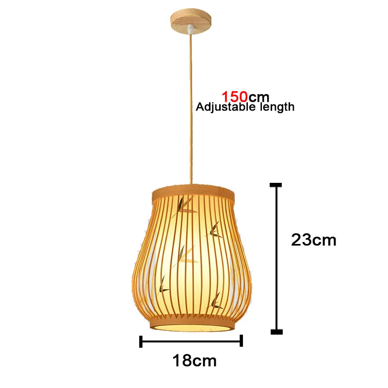 Lámpara colgante de bambú con forma de araña, lámpara colgante de madera para techo.