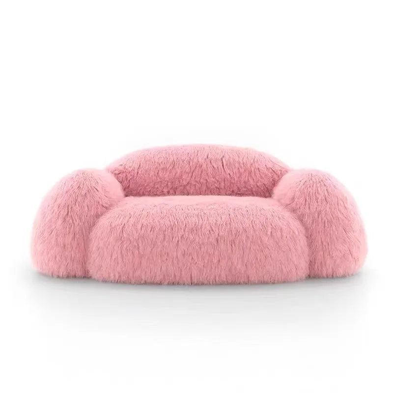 Moderno y lujoso sofá minimalista nórdico de color rosa con diseño de celebridades de Internet, muebles para sala de estar, sillón moderno de lujo.