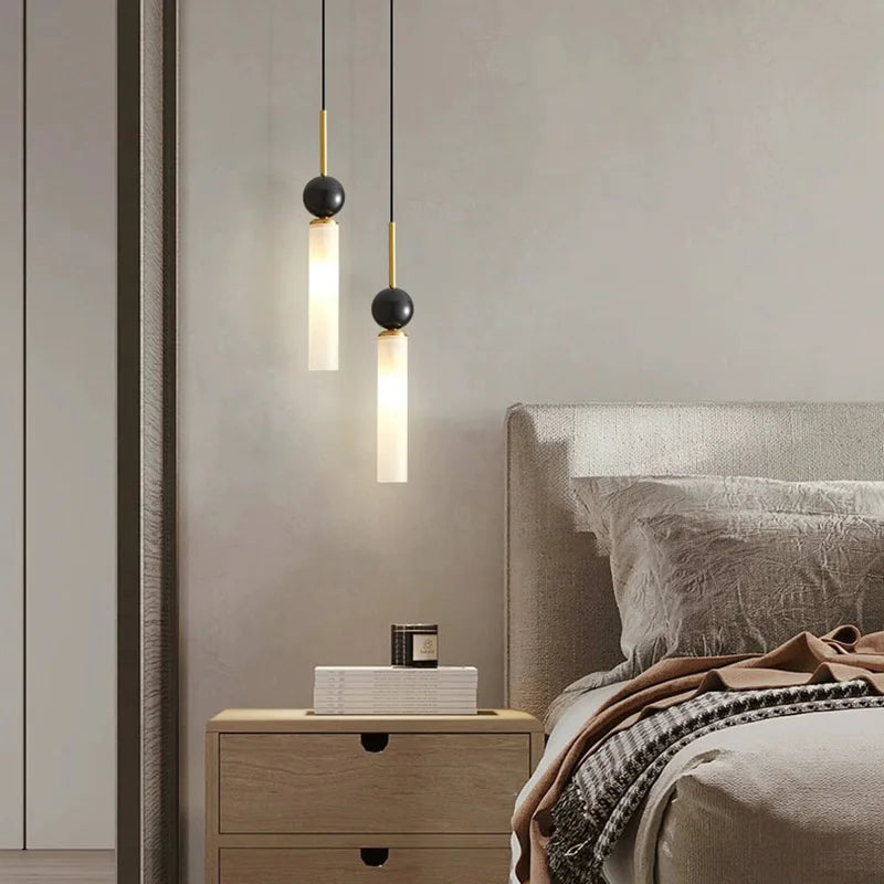 Lámpara colgante de mármol natural de cobre con cordón ajustable