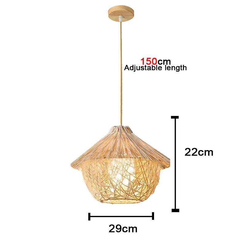Lámpara colgante de bambú para techo de madera