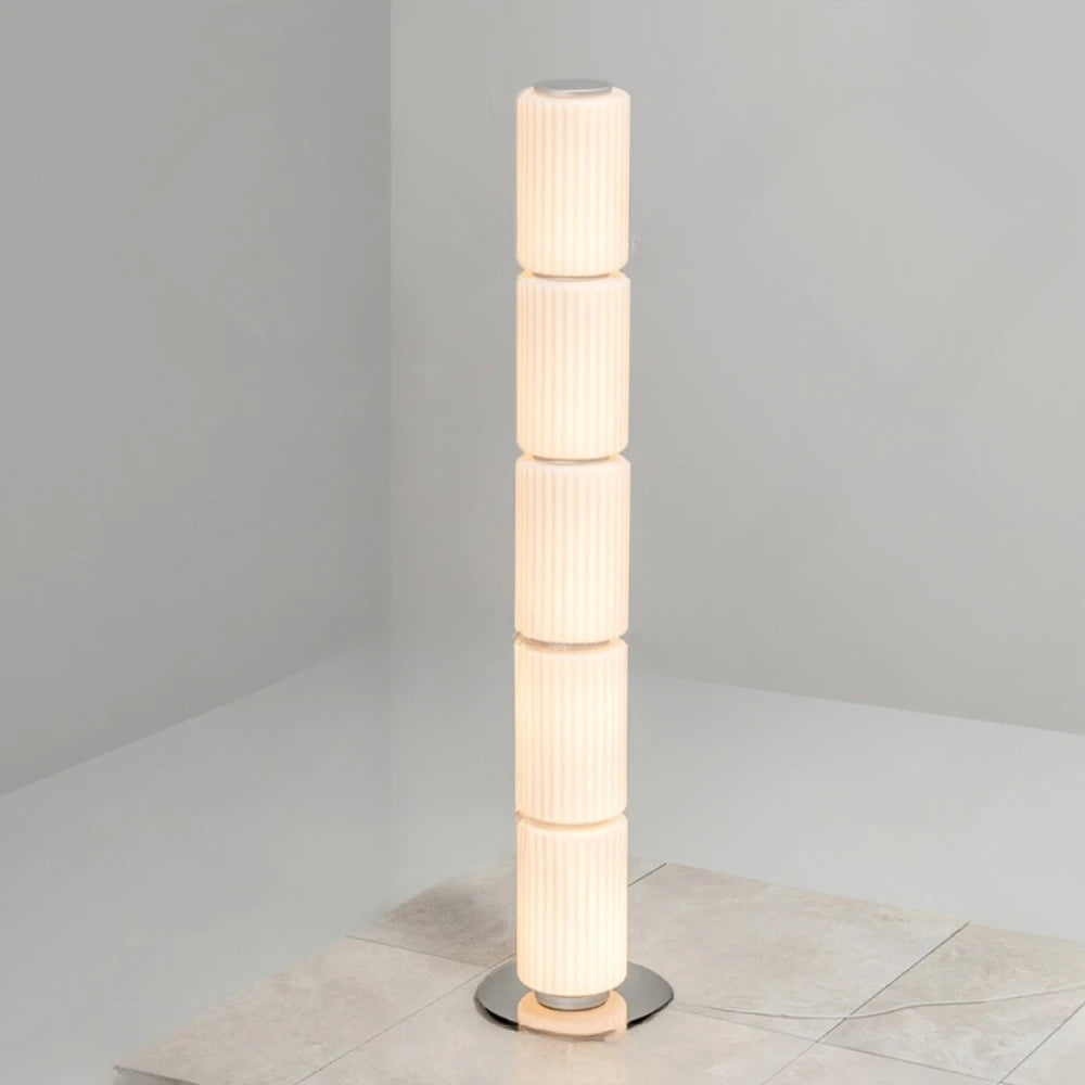 Lámpara de pie nórdica LED de cristal ahumado