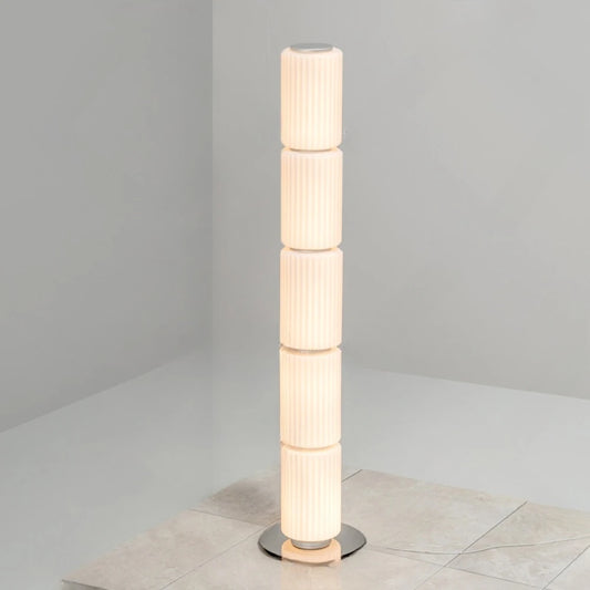 Lámpara de pie nórdica LED de cristal ahumado