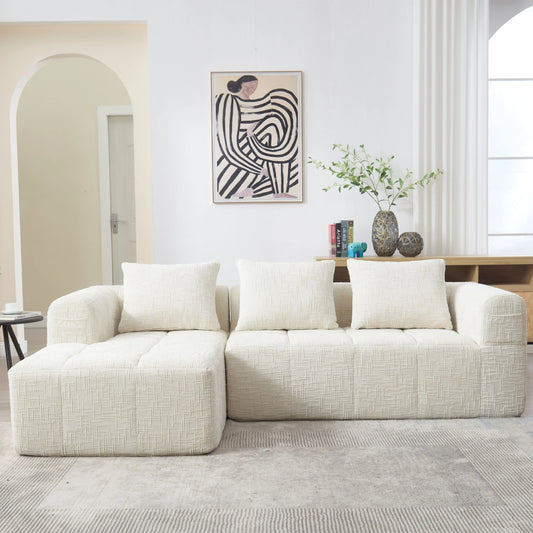 Sofá chaise longue modular moderno en forma de L de 3 plazas