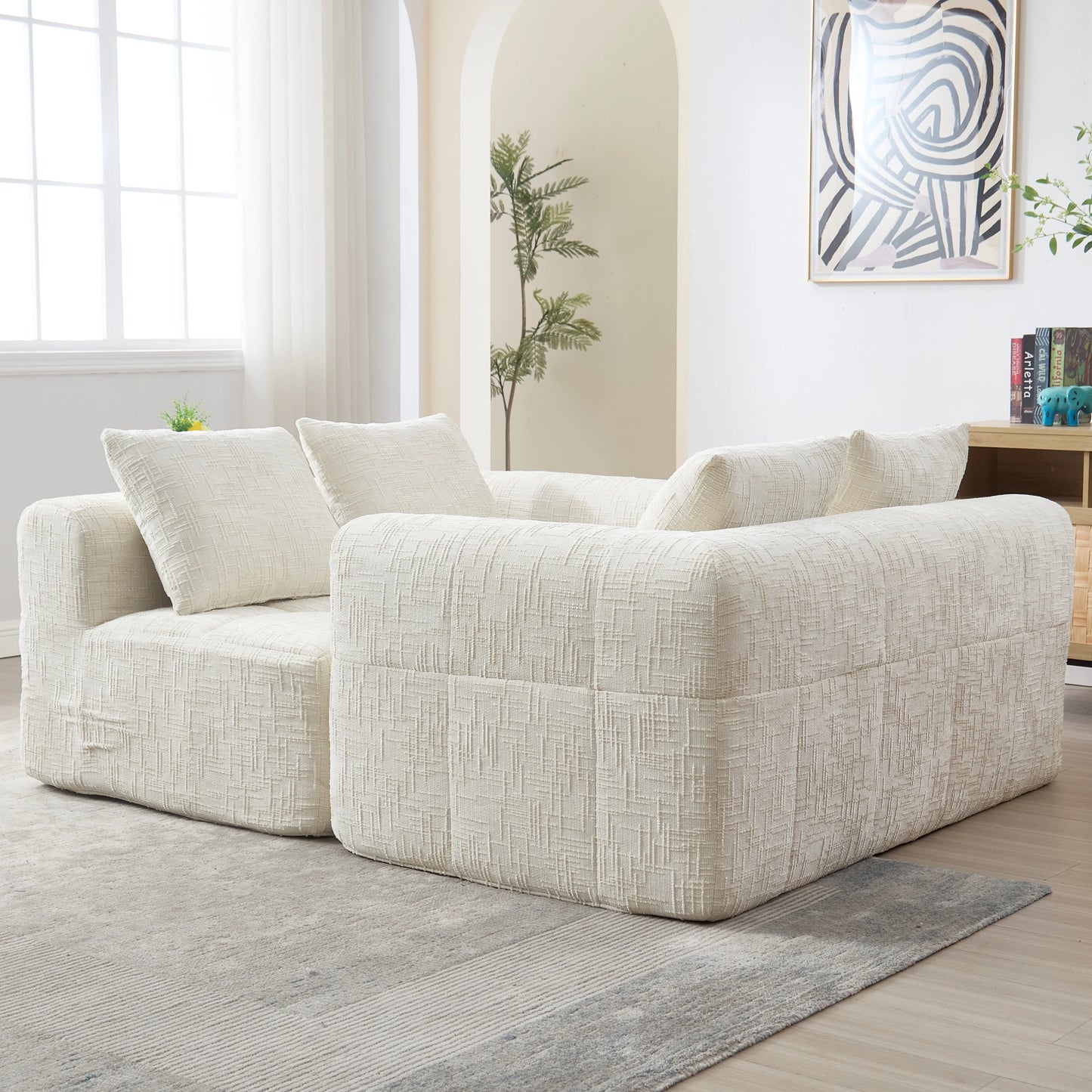 Sofá chaise longue modular moderno en forma de L de 3 plazas