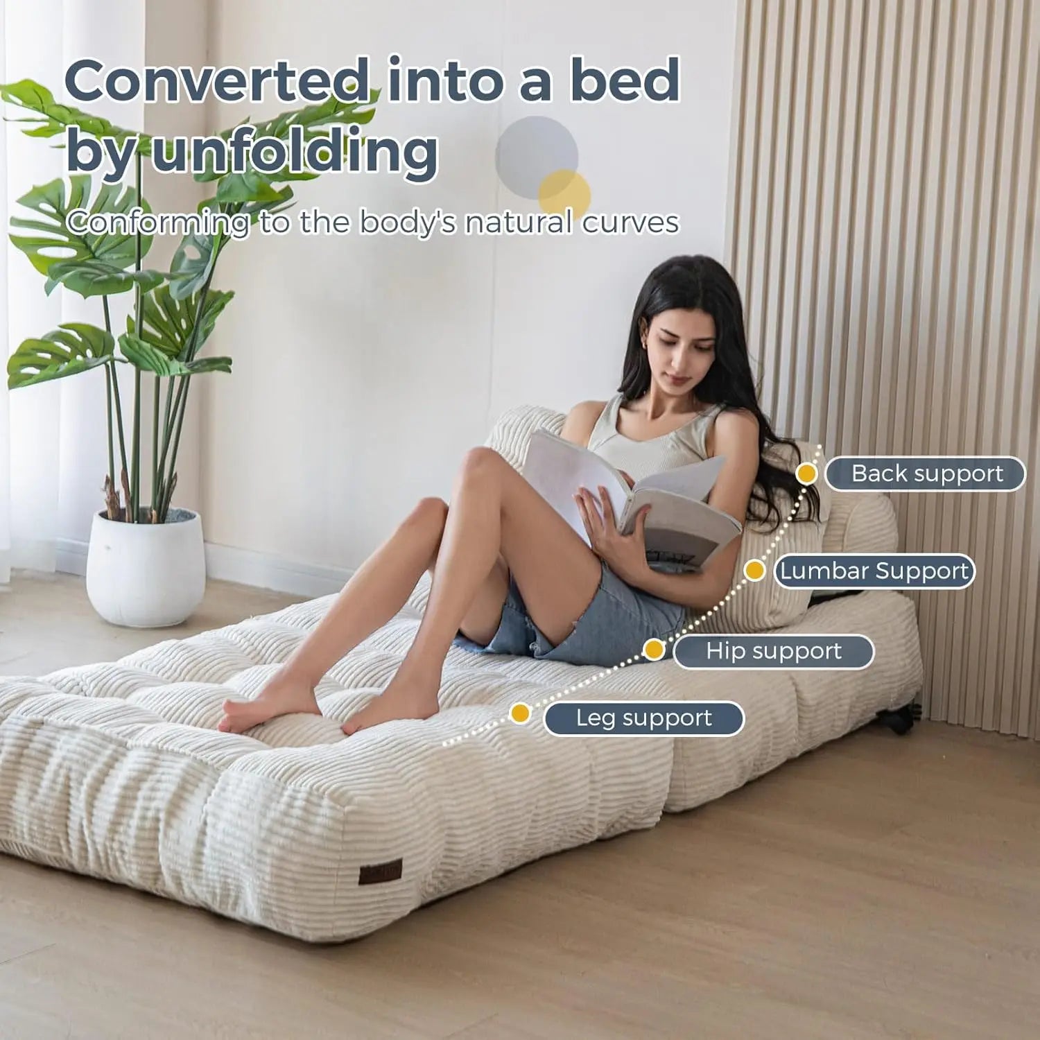 Sofá cama plegable, sillón cama convertible con almohada, colchón plegable, sillón cama plegable portátil, cómodo sofá de suelo.
