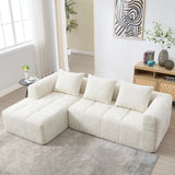 Sofá chaise longue modular moderno en forma de L de 3 plazas