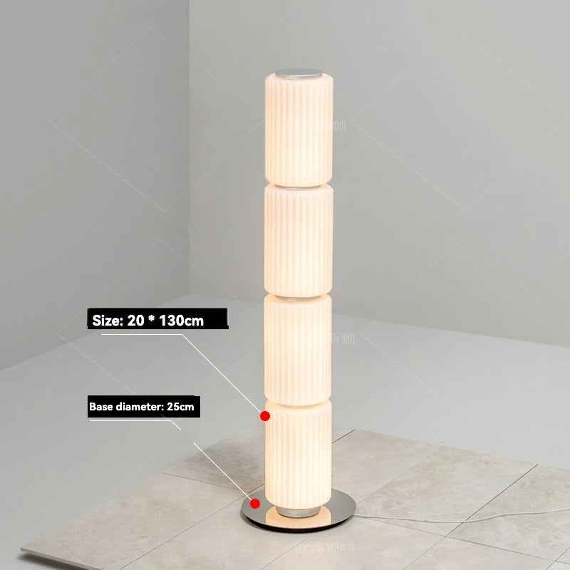 Lámpara de pie nórdica LED de cristal ahumado