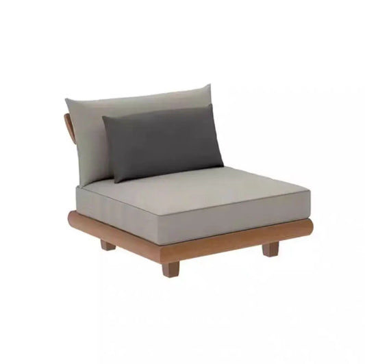 Muebles de exterior de lujo, resistentes al agua, de diseño especial, en forma de L, de teca, de esquina, combinación sencilla, sofá modular para jardín.
