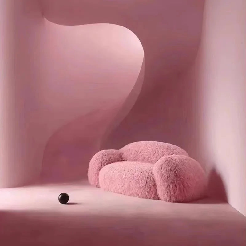 Moderno y lujoso sofá minimalista nórdico de color rosa con diseño de celebridades de Internet, muebles para sala de estar, sillón moderno de lujo.