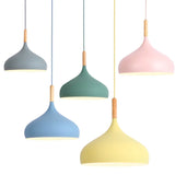 Lámpara colgante de madera de colores LED