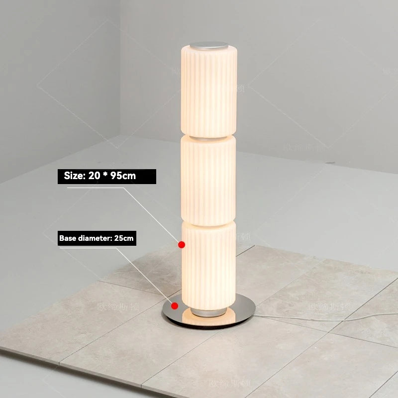 Lámpara de pie nórdica LED de cristal ahumado