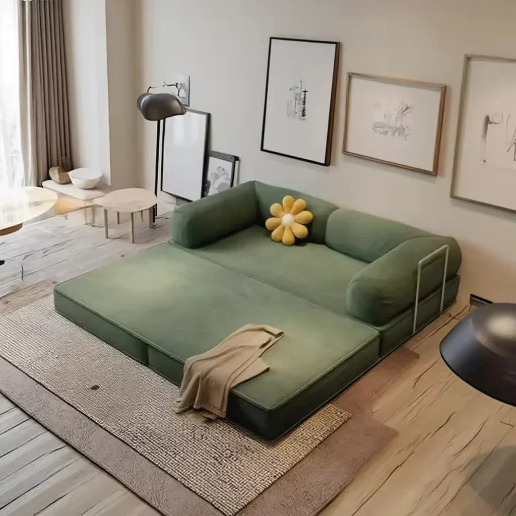 Sofá cama modular de pana de compresión