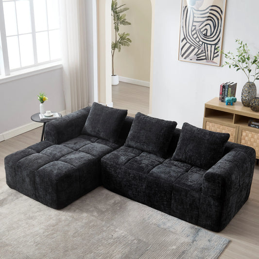 Sofá chaise longue modular moderno en forma de L de 3 plazas