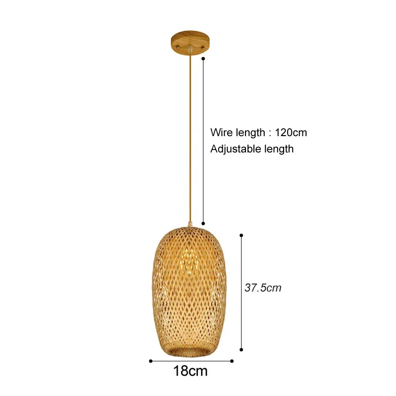 Lámpara colgante de bambú para techo de madera