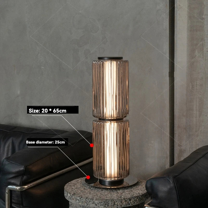 Lámpara de pie nórdica LED de cristal ahumado