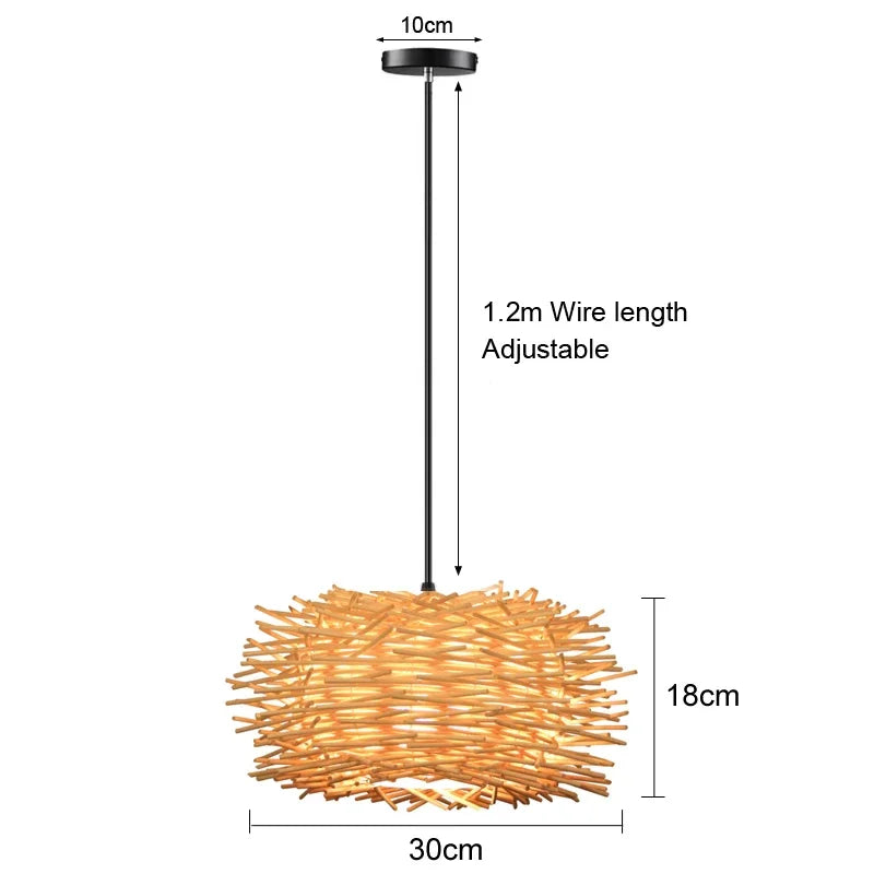 Lámpara colgante de bambú para techo de madera