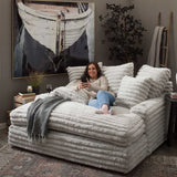 Sofá moderno minimalista perezoso de tela de pana gruesa con diseño de nubes, asiento extra ancho, muebles personalizados comprimidos al vacío