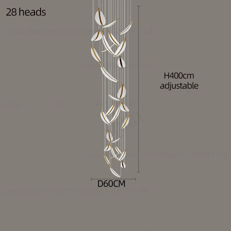 Lámpara colgante moderna en espiral con LED