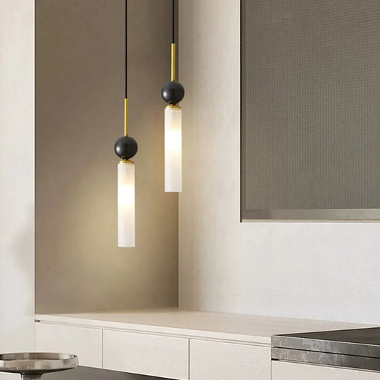 Lámpara colgante de mármol natural de cobre con cordón ajustable