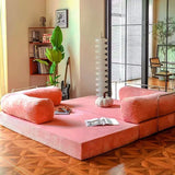 Sofá de compresión al vacío italiano simple retro de alta gama de pana para sala de estar, sofá cama plegable, lavable y personalizable.