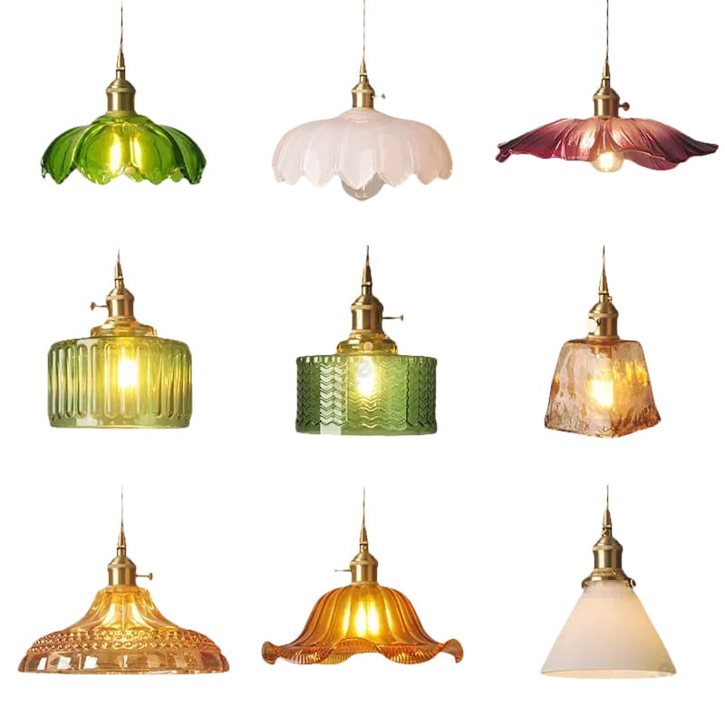 Lámpara colgante moderna de cristal con interruptor LED