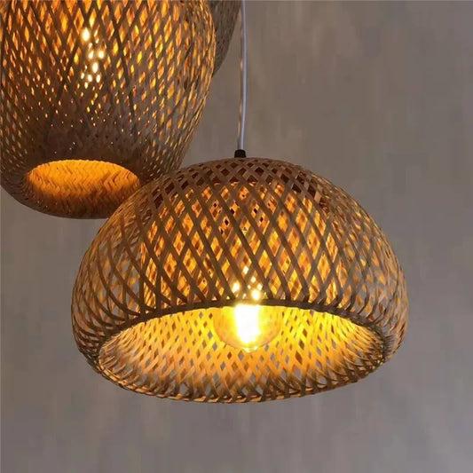 Lámpara colgante de bambú para techo de madera