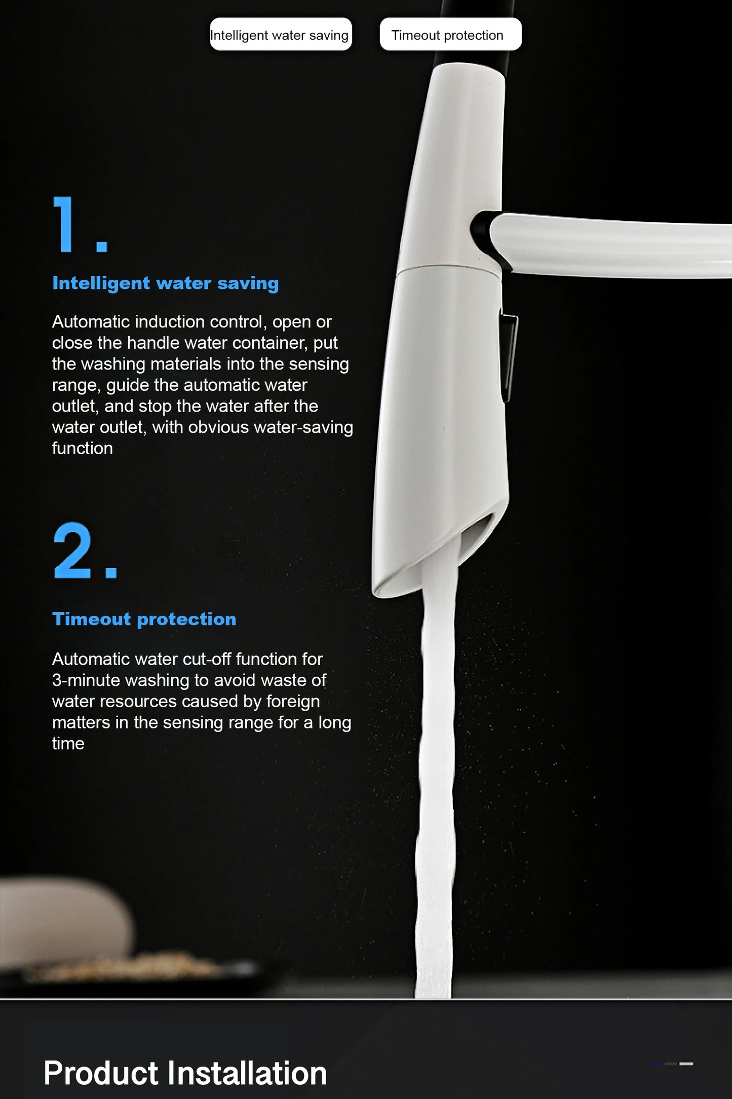 Grifo magnético para fregadero con interruptor táctil, control dual de agua fría y caliente